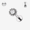 Labret Push-in Base Plana de Titanio Pulido con CZ Transparente