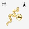 Labret Push-in Base Plana de Titanio Chapado en Oro