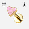 Labret Push-in Base Plana de Titanio Chapado en Oro