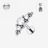 Labret Push-in Base Plana de Titanio Pulido con CZ Transparente