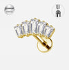Labret Roscado Interno de Titanio Chapado en Oro con CZ Transparente