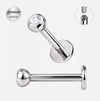 Labret Roscado Interno de Titanio Pulido con CZ Transparente
