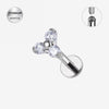 Labret Push-in Base Plana de Titanio Pulido con CZ Transparente