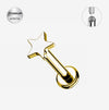 Labret Push-in Base Plana de Titanio Chapado en Oro