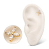 PVD Oro 24K con Rosca Int. y Top de Flor de 4-Marquesitas de Gema
