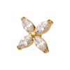 PVD Oro 24K con Rosca Int. y Top de Flor de 4-Marquesitas de Gema