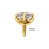 Titanio Chapado en Oro de 24Kt PVD con Rosca Int. y Base Plana de Bajo Rosa