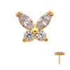 Pequeña Mariposa Sin Rosca con PVD Oro 24Kt con Gema Redonda y...