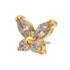Pequeña Mariposa Sin Rosca con PVD Oro 24Kt con Gema Redonda y...
