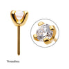 Titanio PVD Oro de 24Kt 4 mm sin Rosca con Top de Piedra de Nacimiento color azul