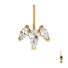 Top Corazón 18mm Sin Rosca Titanio PVD Oro 24Kt Clear