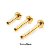 Labret Sin Rosca de Titanio PVD Oro de 24 Quilates con Base de 3mm